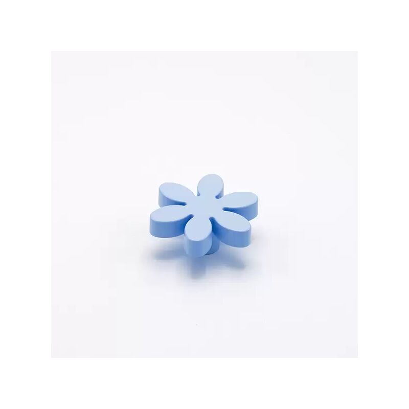 Image of Polideas - Pomolo a forma di fiore di colore azzurro in goffrato fine 56x24mm - 415 Flower - Goffrato fine azzurro