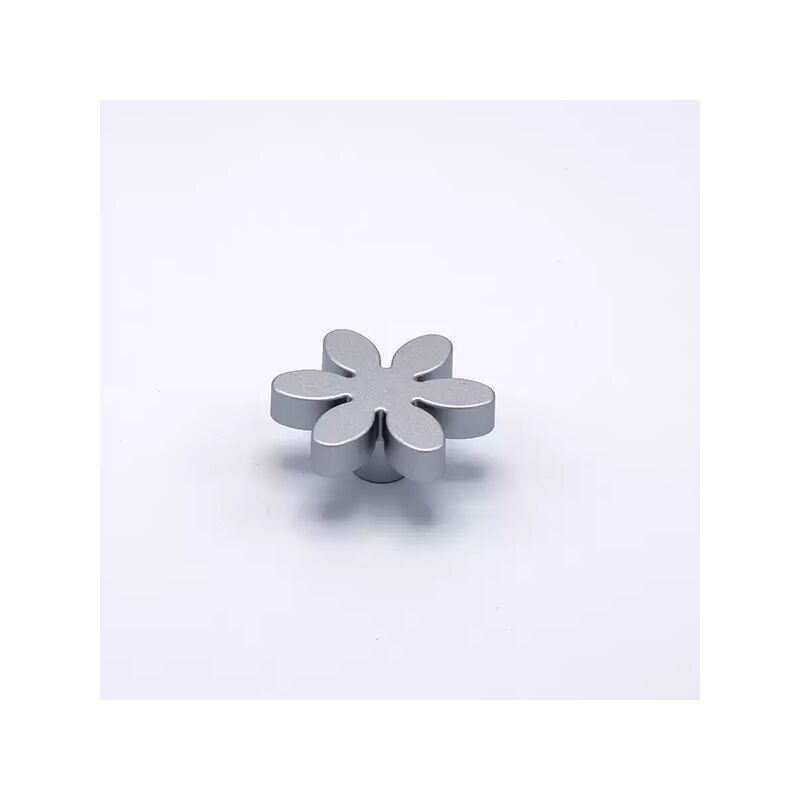 Image of Pomolo a forma di fiore effetto alluminio 56x24mm - 415 Flower - Effetto alluminio