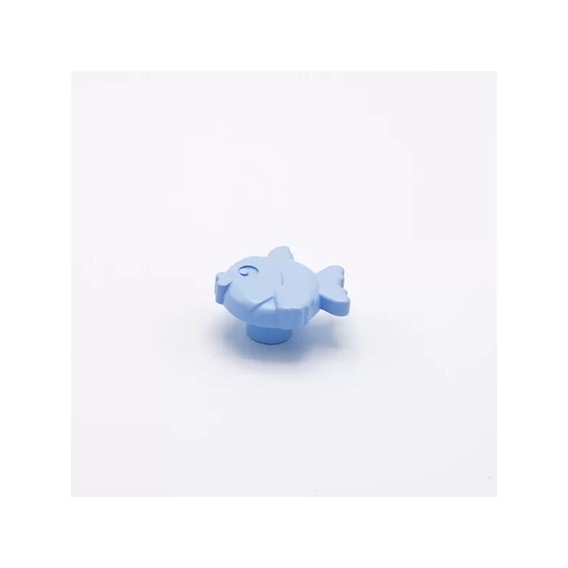 Image of Polideas - Pomolo azzurro a forma di pesce 44x41x23mm - 427P Animalier - Goffrato fine azzurro