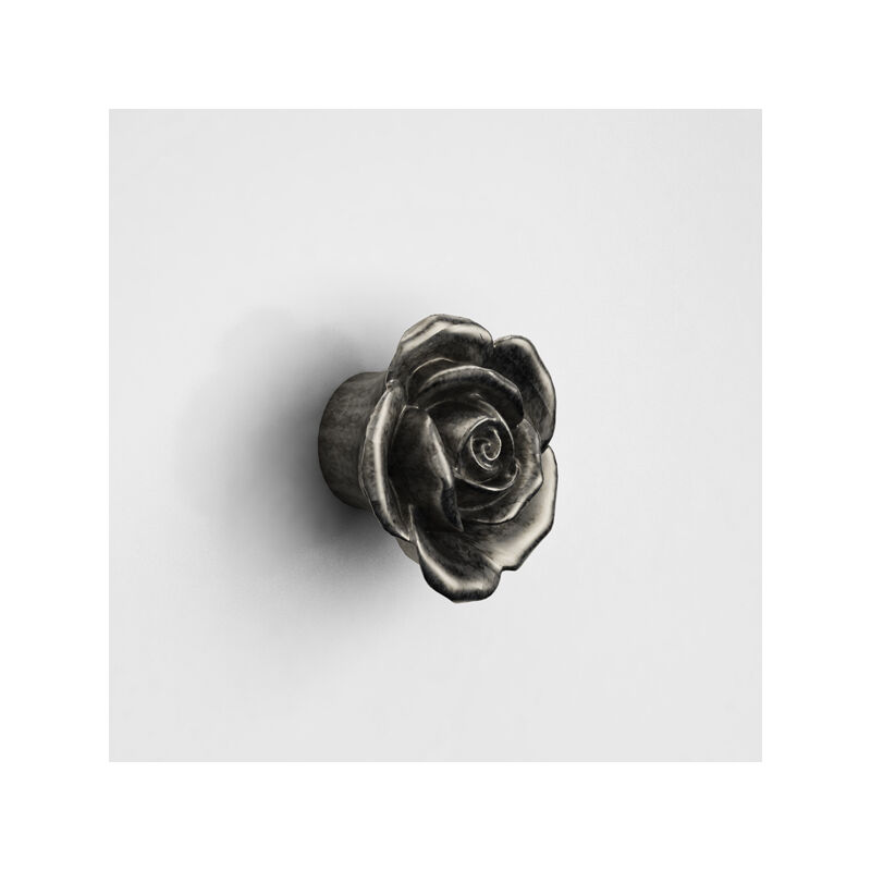 Image of Polideas - Pomolo antico a forma di rosa - Effetto argento - Effetto argento