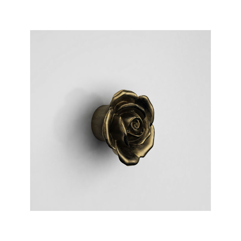 Image of Polideas - Pomolo antico a forma di rosa - Effetto bronzo - Effetto bronzo