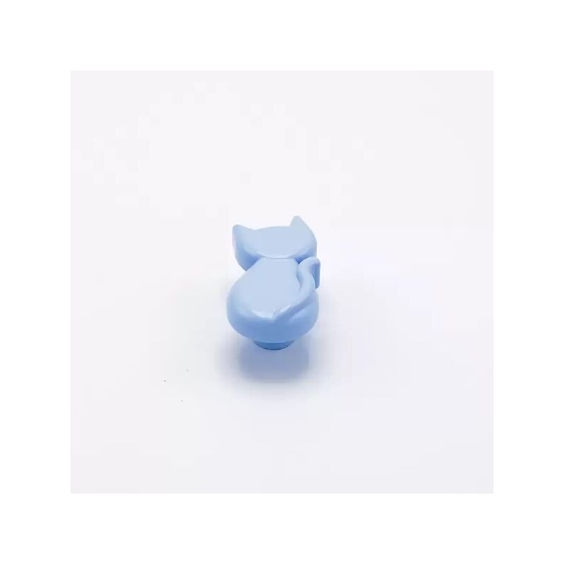 Image of Pomolo azzurro a forma di gatto in goffrato fine 27x56x24mm - 427G Animalier - Goffrato fine azzurro