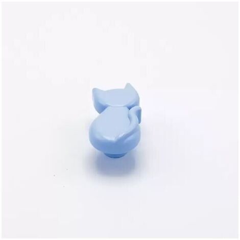Pomolo azzurro a forma di gatto in goffrato fine 27x56x24mm - 427G Animalier