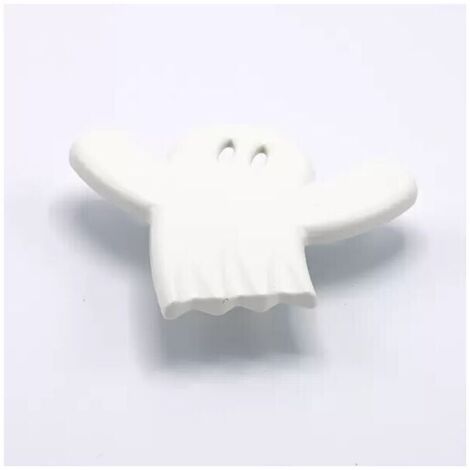 Pomolo bianco a forma di fantasmino in goffrato fine 100x92x22mm - 427 Fanta