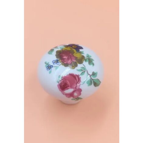 POMOLO COTTALI CERAMICA BIANCA CON FIORE ROSA CT38015
