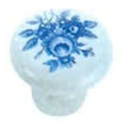 Pomolo porcellana d.30 fiore blu pezzi 1 - masidef