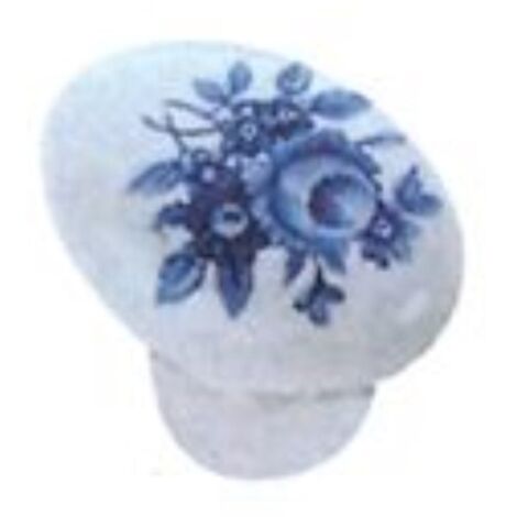 Pomolo porcellana ovale fiore blu pezzi 1 - masidef