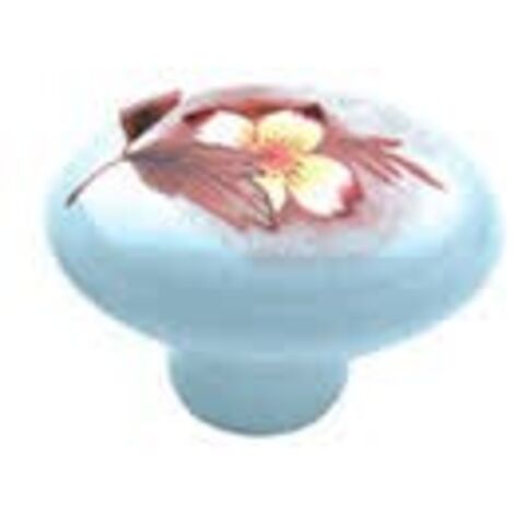 Pomolo porcellana ovale fiore mr pezzi 1 - masidef
