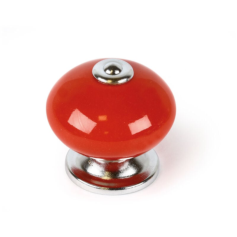 Image of Manopola per mobili Stile decorativo In Porcellana Finitura rossa Misure 404036mm Sistema di fissaggio Include viti M4 1 unità - Rosso