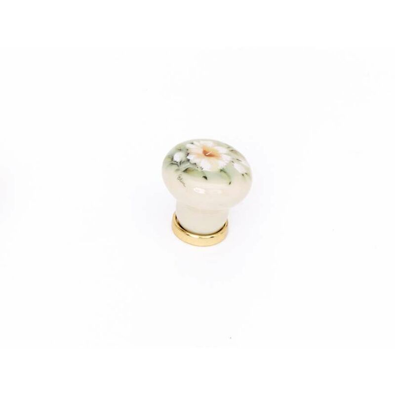Image of Pomolo margherita in porcellana finitura oro/bianco 29 mm