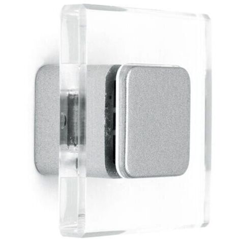 Pomolo quadrata con piano trasparente e inserto effetto cromato lucido 40x21mm - 414Q Minimal