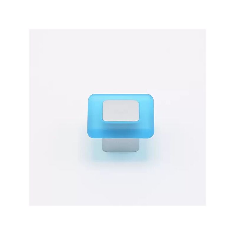 Image of Polideas - Pomolo quadrato satinato con rivestimento azzurro 36x36x21mm - 024Q Forma - Effetto vetro satinato azzurro