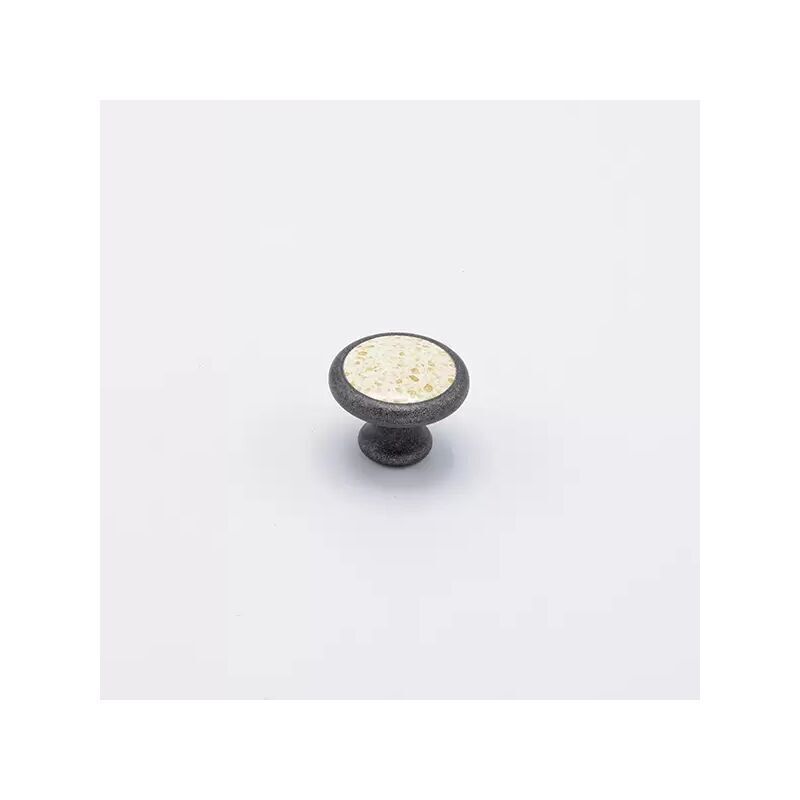 Polideas - Pomolo rotondo effetto ferro con placca maculata 35x26mm - 026E Fungo