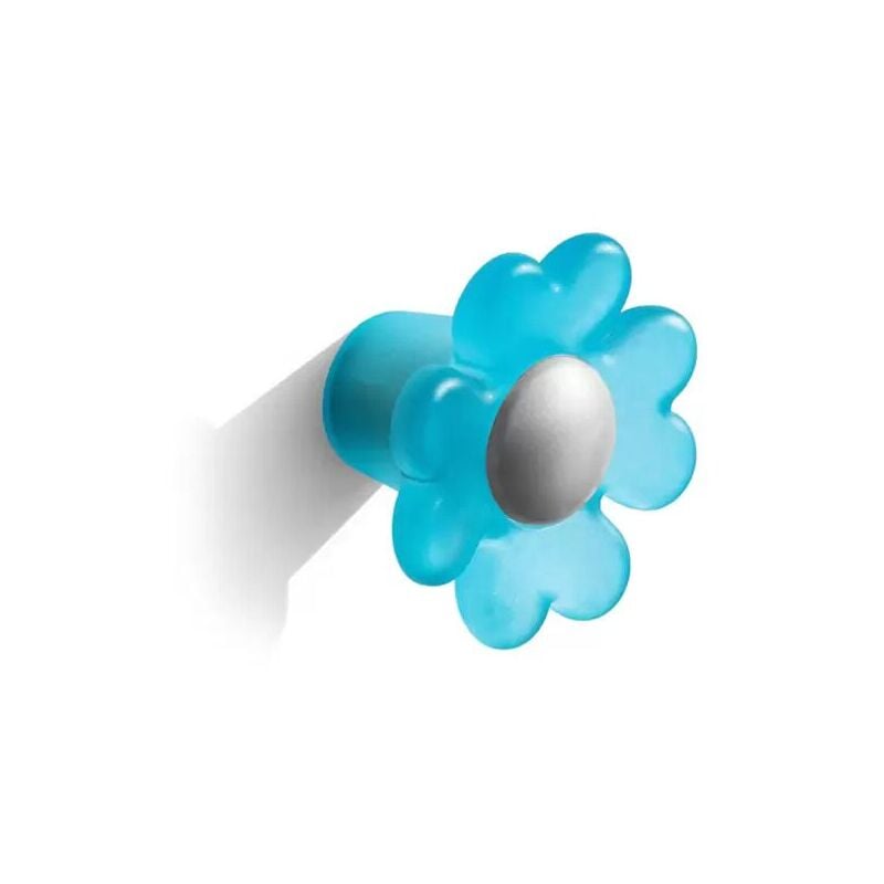 Image of Polideas - Pomolo satinato azzurro a forma di fiore 32x22mm - 007 Daisy - Effetto vetro satinato azzurro