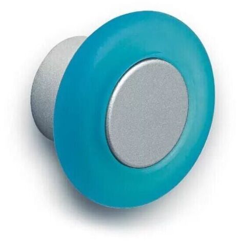 Pomolo satinato effetto alluminio con anello azzurro 36x21mm - 024 Forma