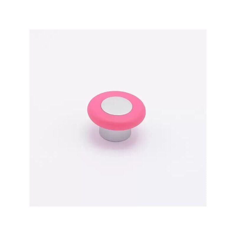 Image of Polideas - Pomolo satinato effetto alluminio con anello fuxia 36x21mm - 024 Forma