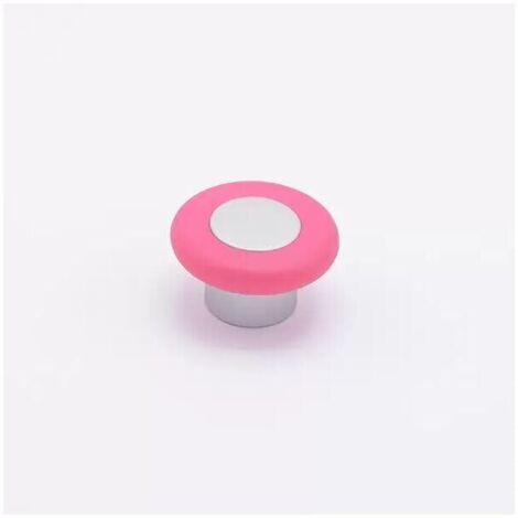 Pomolo satinato effetto alluminio con anello fuxia 36x21mm - 024 Forma