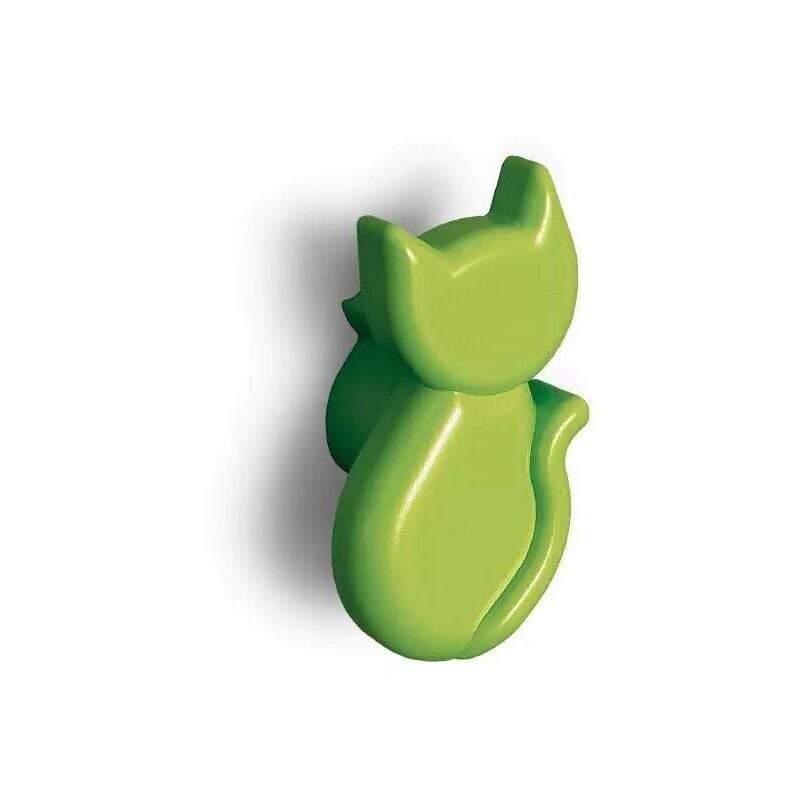 Poliplast - Pomolo satinato verde a forma di gatto 27x56x24mm - 427G Animalier