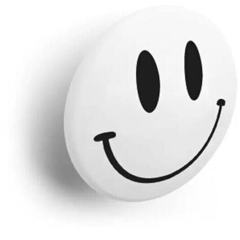 Pomolo tondo con faccina sorridente disegnata su sfondo laccato bianco 70x29mm - 425 Smile
