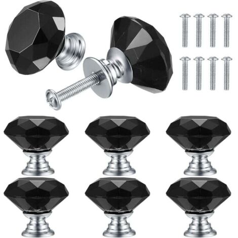 pomos de cristal para puertas, cajones y cómodas, con tornillos, para cocina, baño y oficina.