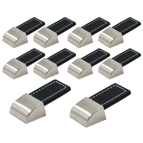 Pomos de cuero para cajones, pomos de cuero negro con tornillos para muebles, pomos de cuero para gabinetes, cocinas y puertas, 10 piezas