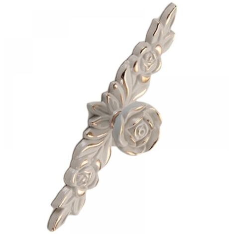 Pomos de gabinete vintage con flores 3D, tiradores de cajón de aleación de zinc para cocina, dormitorio y baño, con ribete dorado marfil.