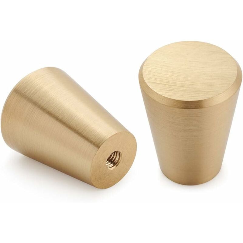 

Pomos para muebles de latón cepillado, pomos para cajones de oro, para armarios, alacenas, baño, baño y cocina, juego de 10 (cono)