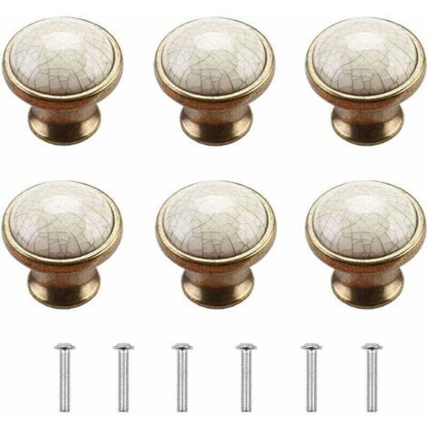 Pomos para muebles, pomos para puertas de armarios (6 piezas), pomos de porcelana para muebles, pomos vintage para muebles, pomos para puertas, pomos para cómodas, pomos de cerámica para puertas, pomo