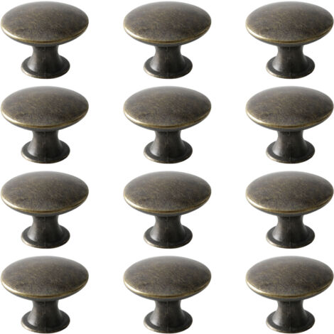 Pomos para puertas, cajones, muebles, armarios redondos, latón antiguo, estilo vintage, armarios de cocina y dormitorio (12, bronce)