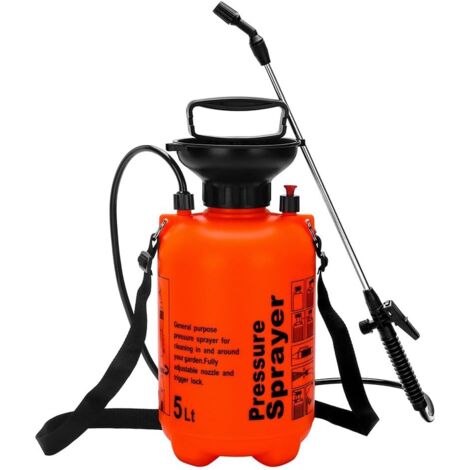Pompa a pressione 5L, spruzzatore giardino diserbante, Arancione