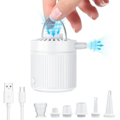 Pompa ad aria elettrica 2 in 1, gonfiaggio/sgonfiaggio a 3500 Pa, mini USB-C, batteria da 1600 mAh con 3 ugelli, ideale per materassi gonfiabili, giocattoli, galleggianti e sacchetti sottovuoto.