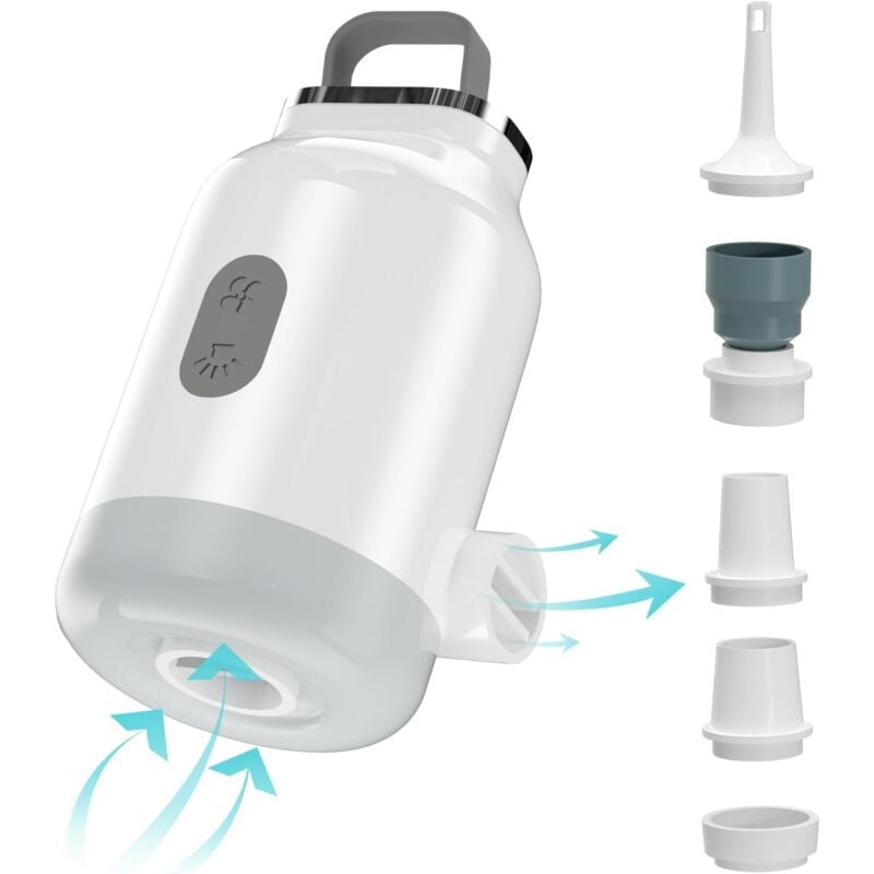 Image of Pompa ad aria elettrica gonfiabile, mini pompa portatile ricaricabile per materasso ad aria con luce da campeggio a LED per materasso ad aria,