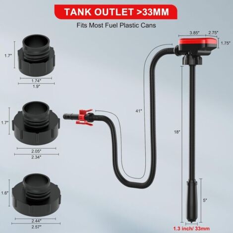 Pompa carburante elettrica YaoFaFa con arresto automatico, pompa diesel, pompa di trasferimento liquidi con adattatore a 3 misure, pompa per taniche con tubo flessibile - 2,4 GPM