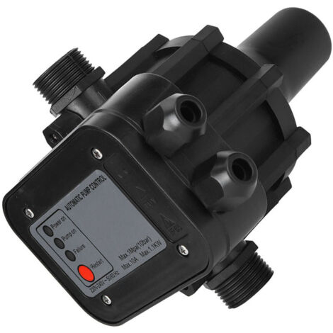 Pompa dell'acqua autoadescante nera da 220 V con pressostato e regolatore di pressione automatico.