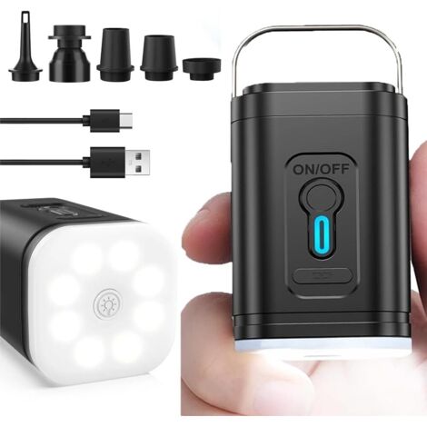 Pompa dell'aria elettrica, pompa portatile a batteria, mini pompa dell'aria multifunzione con 5 ugelli dell'aria per materassi gonfiabili, divani, piscine con cuscini d'aria