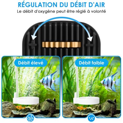 Pompa dell'aria per acquario, pompa dell'aria silenziosa per acquario, potente pompa dell'aria per acquario da 5 W, pompa dell'aria regolabile per acquario con pietra a bolle e valvola di ritegno, tub