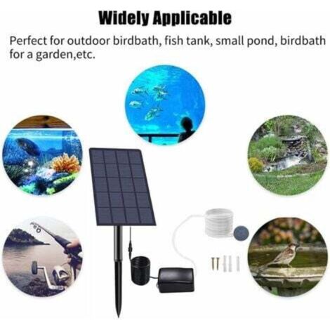 Pompa di ossigeno solare da 2,5 W con spina, pompa solare per laghetto, aeratore per acquario, pompa ad aria, aeratore per pesca, con tubo per pietra porosa, per acquario da giardino, piscina esterna,