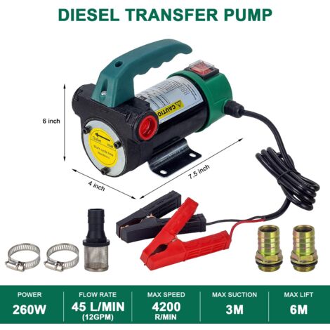 Pompa di trasferimento diesel 12V 260W Pompa di carburante elettrica 45L/Min Pompa diesel con motore in rame