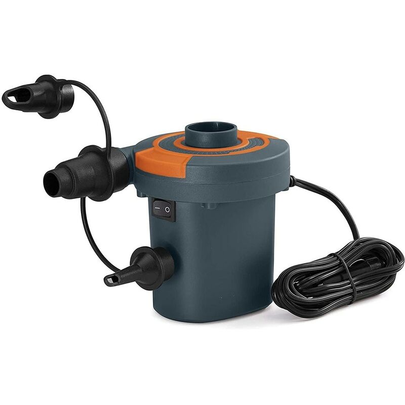 Image of Cosedacasa - Pompa elettrica aria 12v auto campeggio per gonfiare materassi piscina 3 ugelli adattatori valvole alimentazione accendi sigari