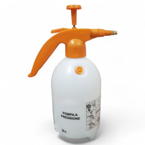 Pompa manuale a pressione 2 litri con serbatoio plastico asta in acciaio e ugello ottone regolabile per spruzzo o nebulizzazione