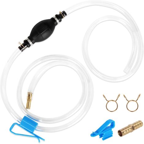 Pompa manuale per acqua USHOP, pompa manuale per carburante, pompa a sifone, lunghezza tubo 1,2 m + 0,8 m, dotata di testa per tubo in metallo, per il trasferimento di benzina, olio, gasolio e carbura