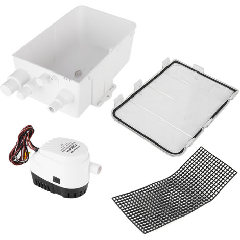 Pompa metallica multiporta KIMISS DC 12V / 24V 750gph per piastrelle doccia, interruttore automatico, scatola di scarico a cuneo (12V).