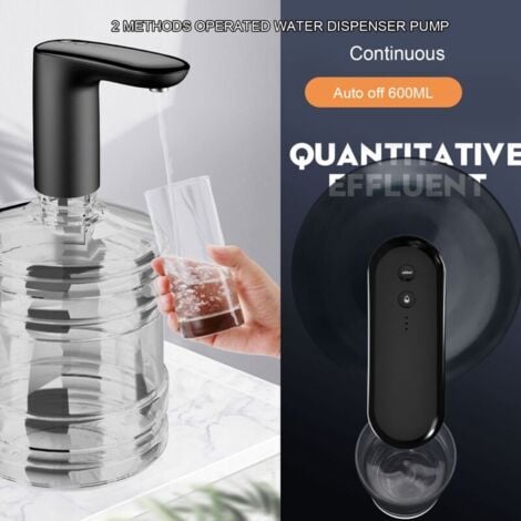Pompa per acqua intelligente, acqua in bottiglia, distributore d'acqua ricaricabile tramite USB, pompa per acqua intelligente elettrica, mini pompa per acqua, pompa per acqua automatica, metallo, nero
