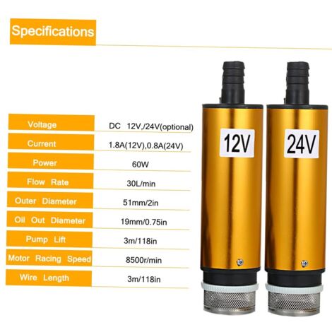 Pompa per olio da 12 V con clip, diesel, pompa sommergibile per olio riscaldatore, trasferimento di carburante e acqua, accendisigari con filtro rimovibile per roulotte, barche marine
