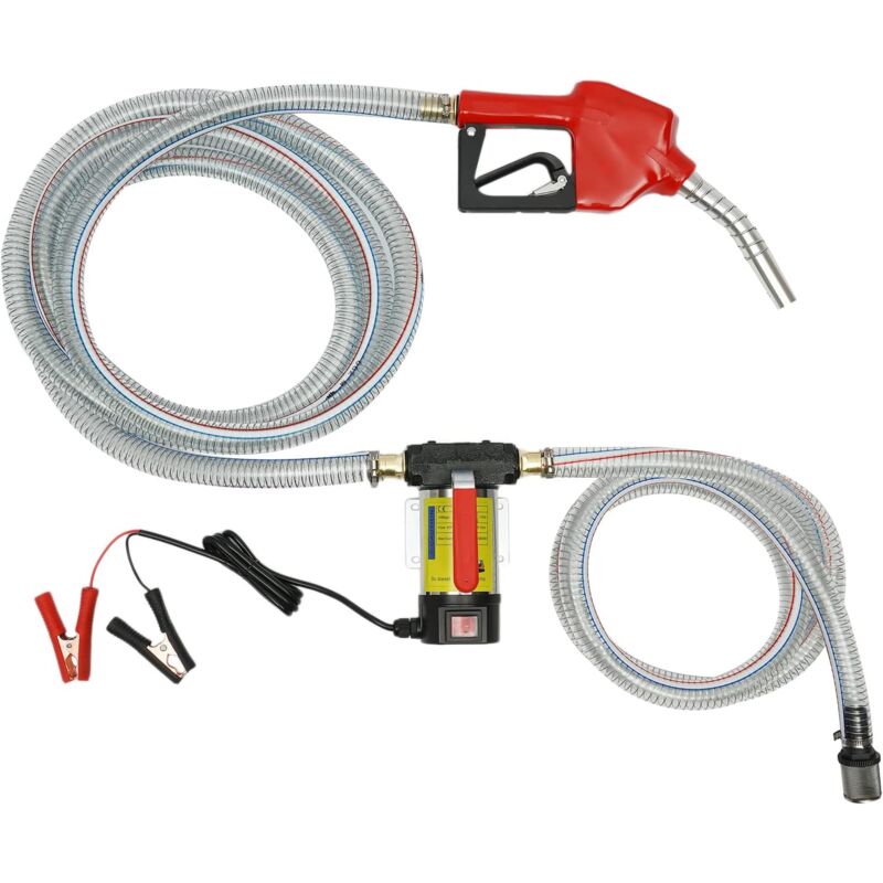 Pompa per Olio Pompa Diesel Combustibile Automatica da 12 v, con Tubo in pvc, Pistola per Olio, 175 w, 45 l/min