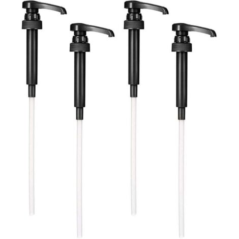 Pompa per sciroppo da 4 pezzi, pompa per erogatore di sciroppo, pompa di ricambio per pompa per sciroppo in plastica con tubo flessibile, pompa dosatrice riutilizzabile, dotata di 4 tubi lunghi, può e