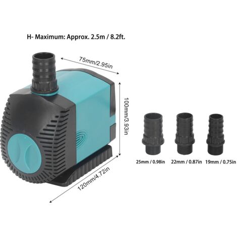 Pompa sommergibile per acqua da 2500 l/h, ABS 50 W, comoda conversione di frequenza, funzionamento affidabile, basso consumo energetico, pompa sommergibile stabile e robusta per acquari (spina UE 220-