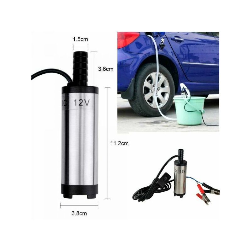 Image of Exsensa - pompa sommersa 12 v 38 mm in acciaio inox acqua olio gasolio liquidi auto camper