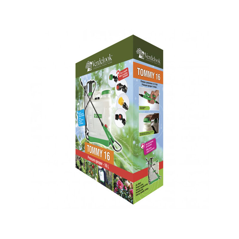 Verdelook - Pulvérisateur à dos pour l'irrigation des plantes avec lance - Capacité 16 litres - Dimensions 45x18.5x57 cm