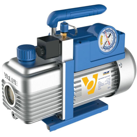 POMPA VUOTO DOPPIO STADIO CON ELETTROVALVOLA E VACUOMETRO MODELLO V-I - MOD.V-I220-R32. PORTATA 51L/MIN - DIM.318X124X237 MM  - GER